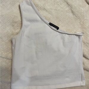 Brandy Melville White Asymmetrical Crop Top